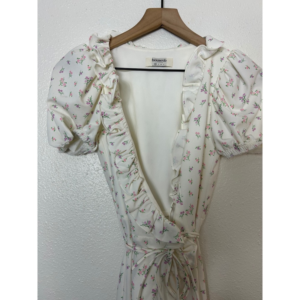 House of CB LINA Floral Wrap Midi Sundress White XS Cottage - Picture 7 of 10